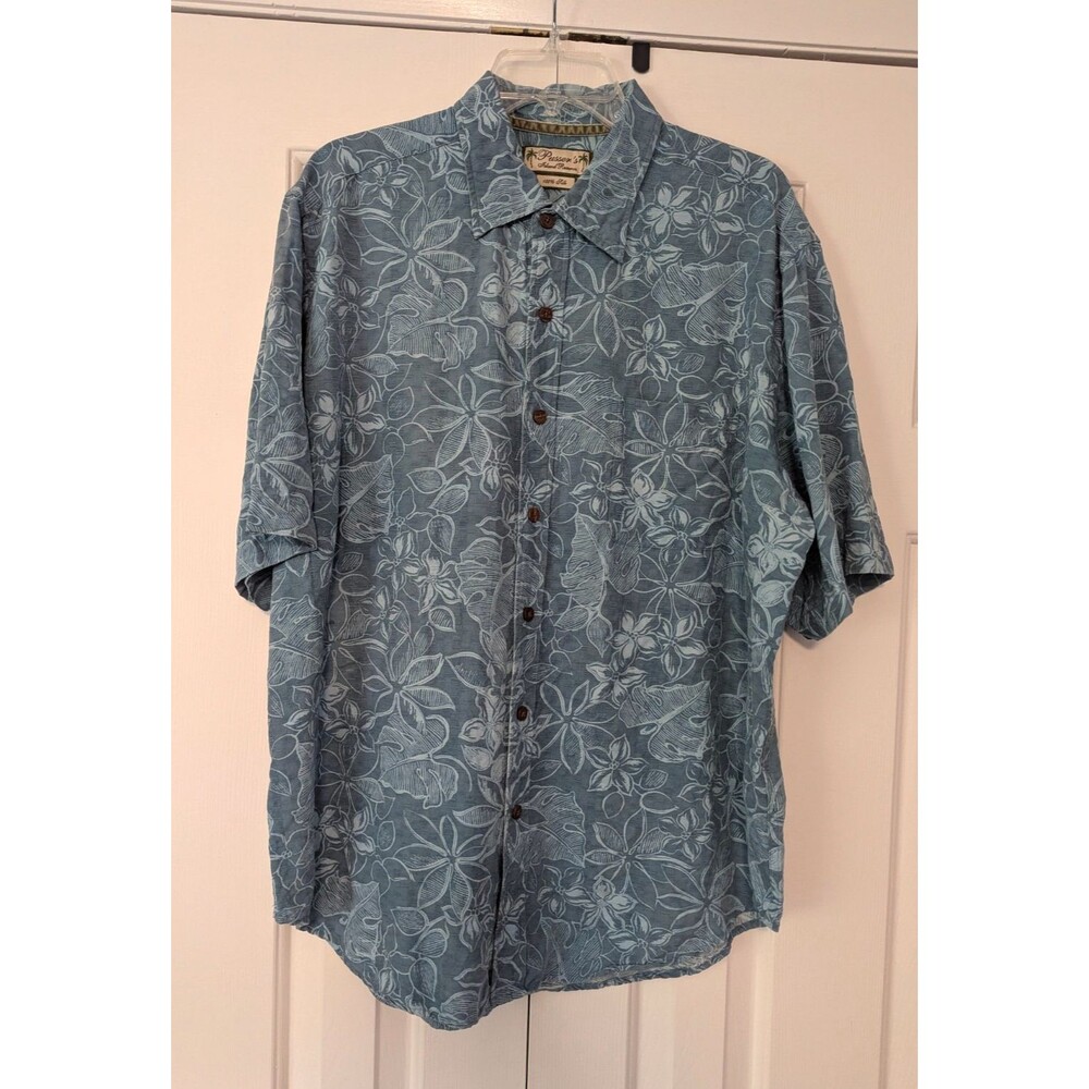 Pusser's Island Reserve Short Sleeve Silk Mens XL Turquoise Floral Beach 90's